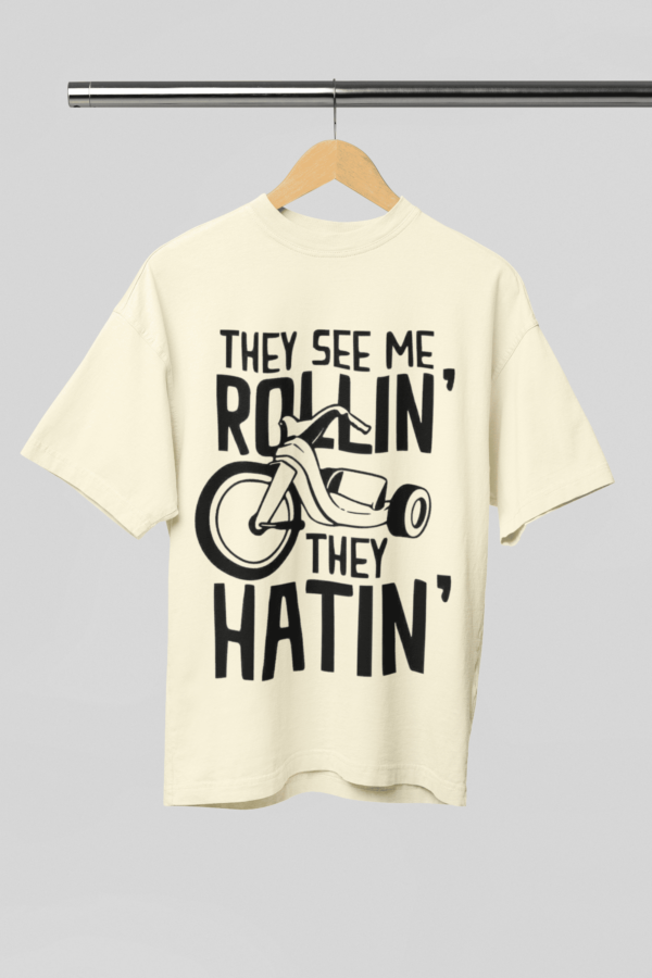 They See Me Rollin' They Hatin' Graphic Oversized T-Shirt For Men - Image 2