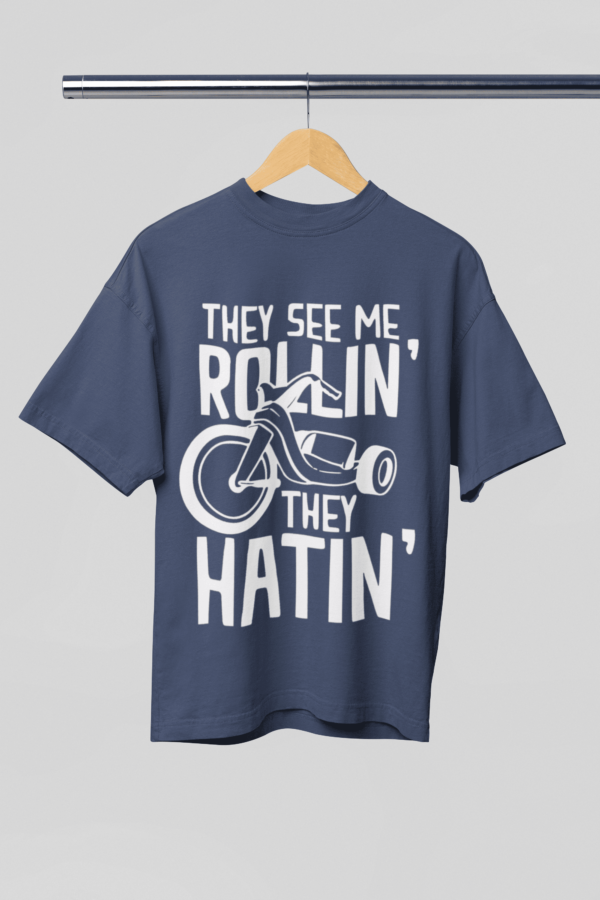 They See Me Rollin' They Hatin' Graphic Oversized T-Shirt For Men - Image 4