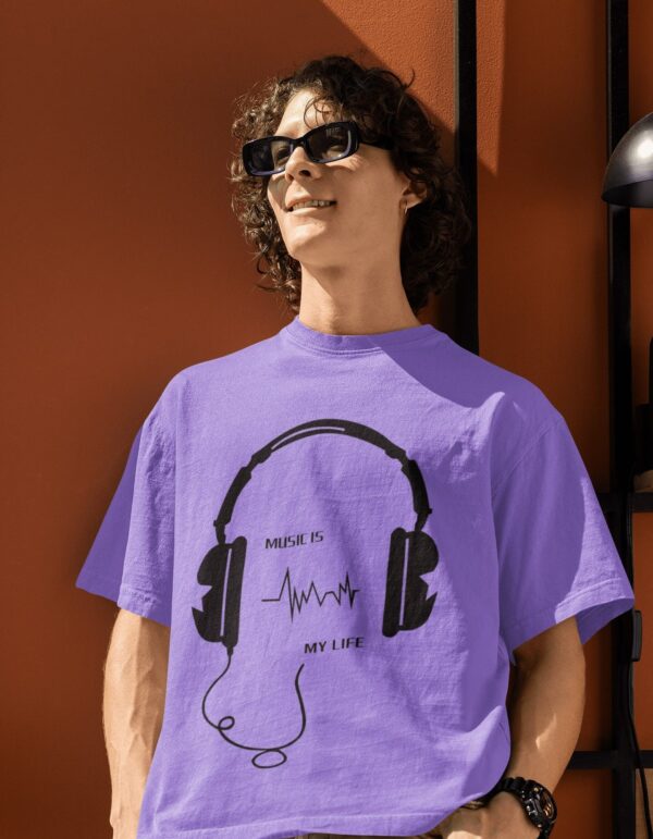 Music Is My Life Graphic Oversized T-Shirt For Men - Image 2