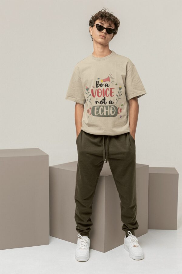 Be a Voice, Not an Echo Graphic Oversized T-Shirt For Men - Image 2