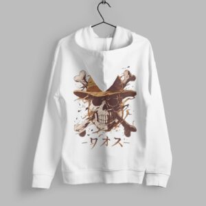 Pirate Skull Graphic Hoodie White